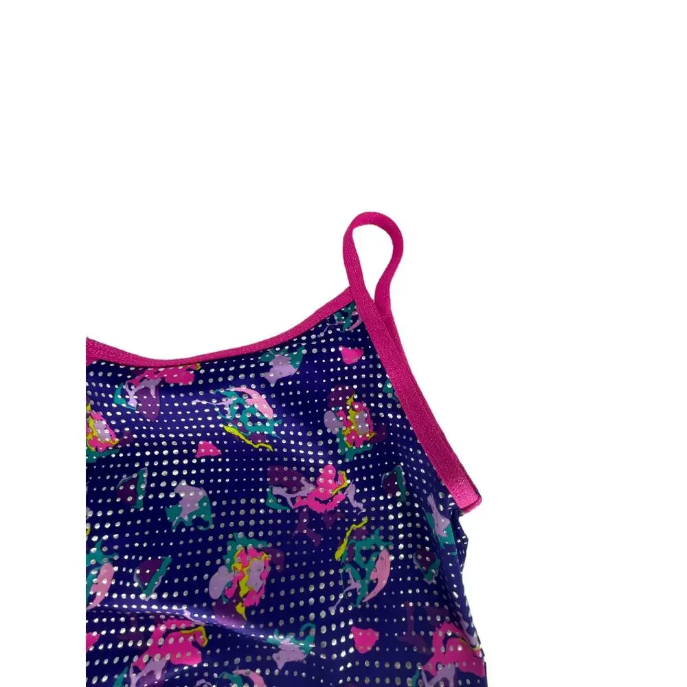 Danskin Freestyle Girls Printed Strappy Swim Bathing Suit Top Youth 10-12 Large